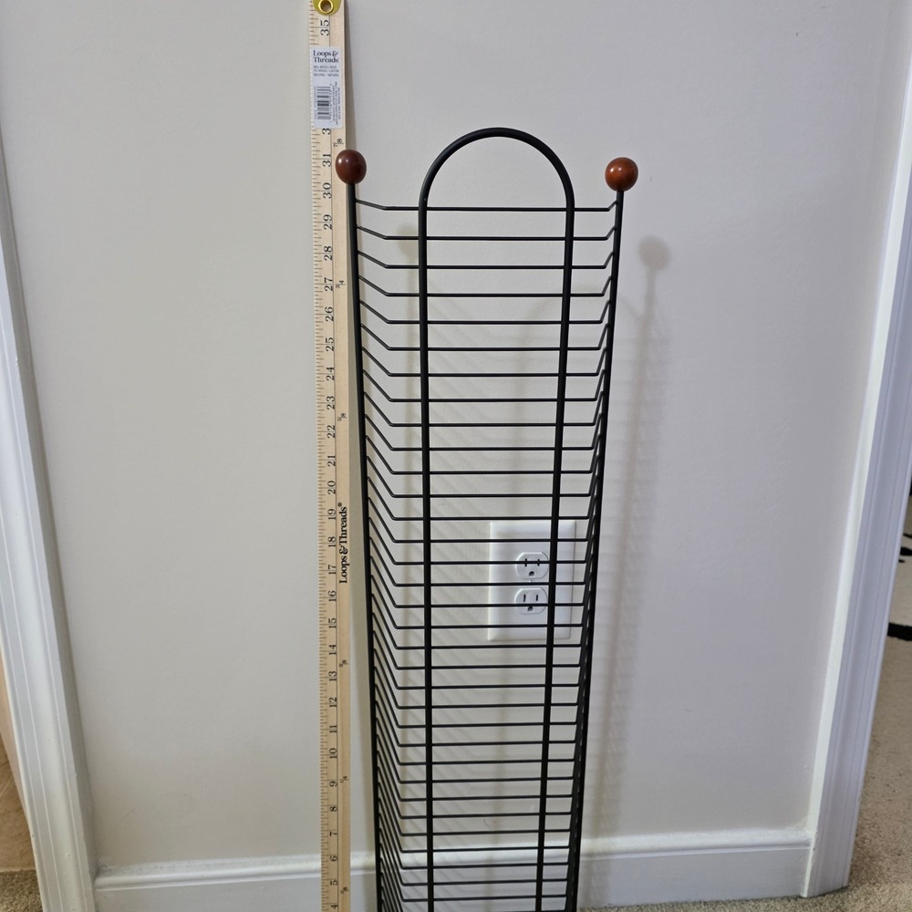 Vintage DVD Video Game Rack Tower Set 3 Metal Wire Wood Ball Storage Organizer - Picture 4 of 4
